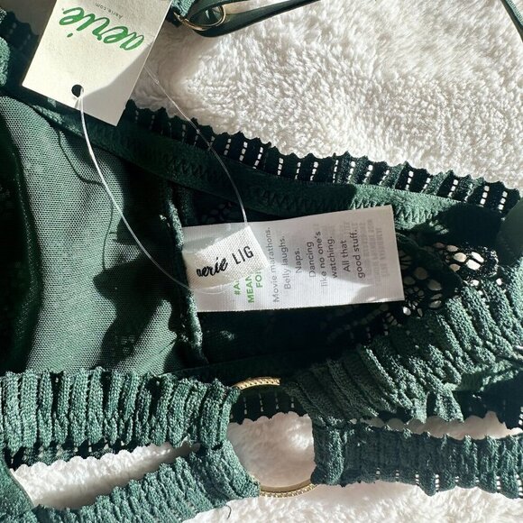 NWT Aerie Coral Lace Bandeau Bralette in Green - Size: Large - Picture 3 of 7